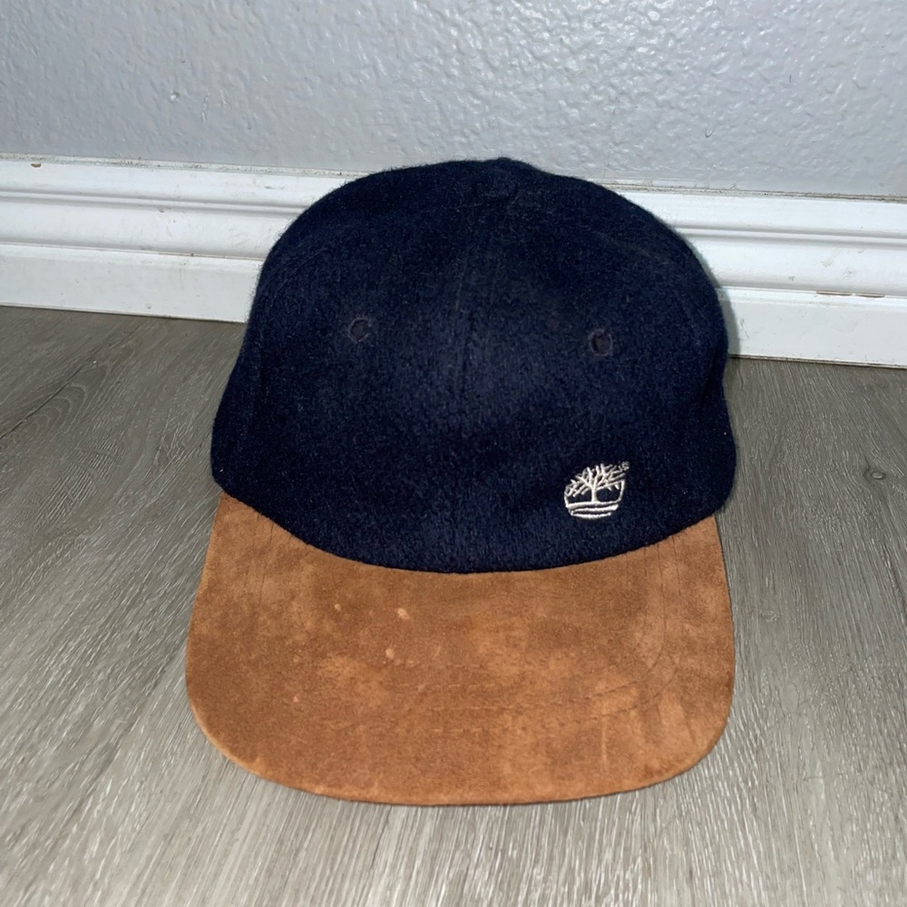 Vintage Timberland wool leather bill strapback hat